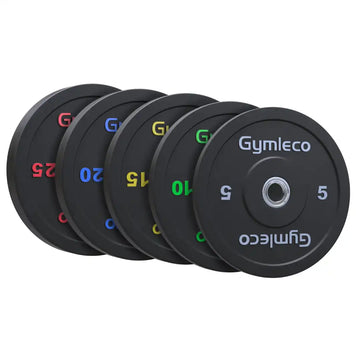 Black weight plates in rubber