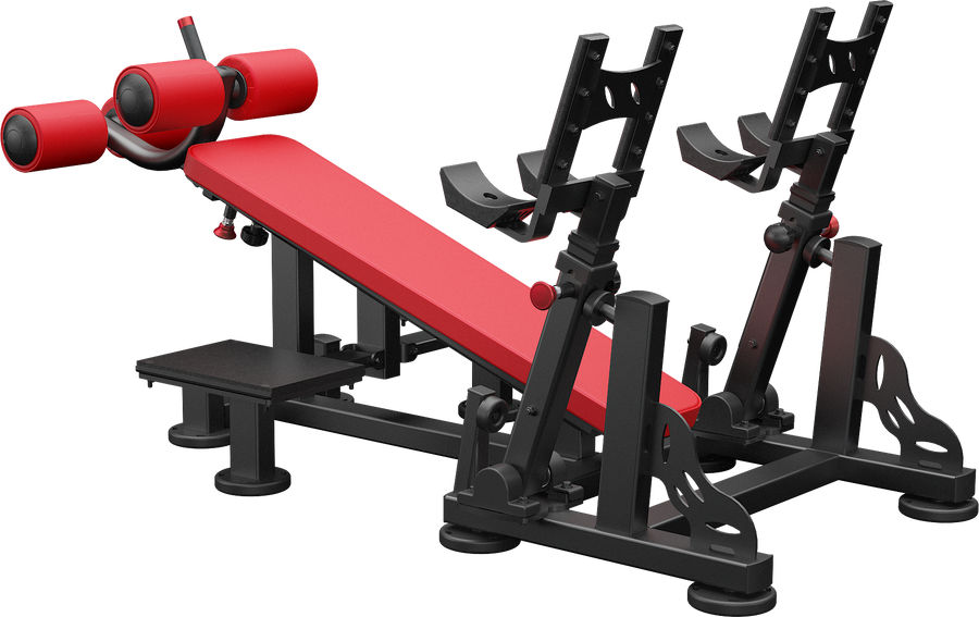 Decline dumbbell bench with pivots